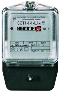Однофазный однотарифный счетчик электрической энергии СЭТ1-1-1-Ш