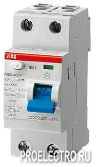 Выключатель дифф.тока УЗО 2-полюсный F202 A-40/0,03 | ELC2CSF202101R1400 | ABB