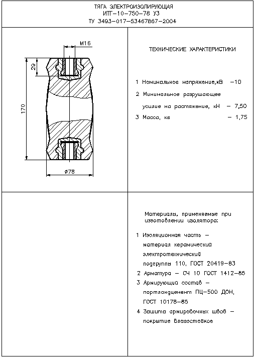 Тяги электроизолирующие ИТГ-10-750-78 У3