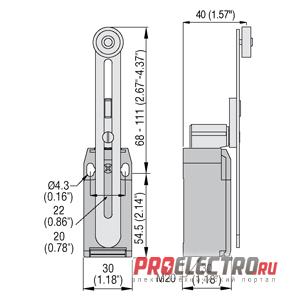KMF2L11 Концевой выключатель, регулируемый рычаг, 1NO+1NC, LOVATO Electric