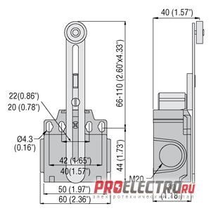 KNF2A11 Концевой выключатель, регулируемый рычаг, 1NO+1NC, LOVATO Electric