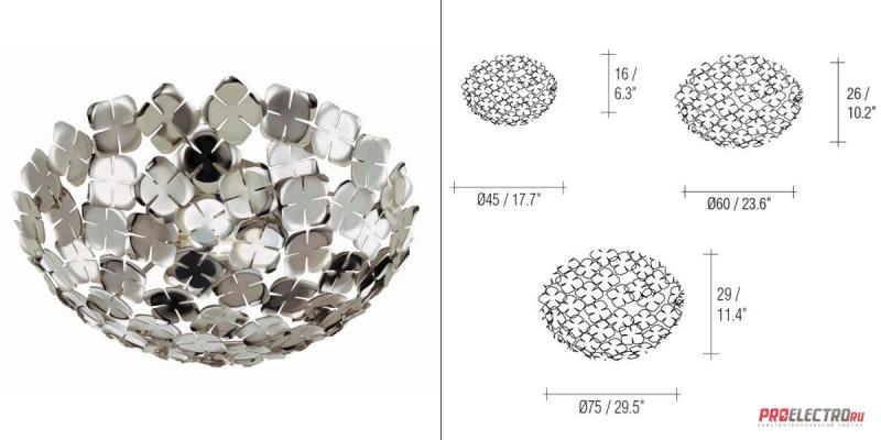Terzani светильник Orten`zia bowl nickel ceiling light, Depends on lamp size