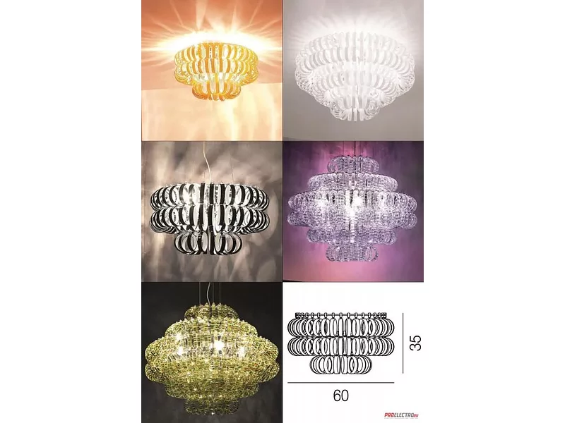 Vistosi светильник Ecos PL 60A Ceiling fixture, 3x100W Medium base incandescent