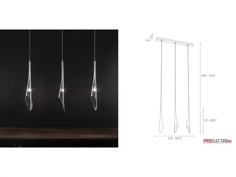 Terzani Calle 3 line pendant light светильник, G4 3x20W 12V