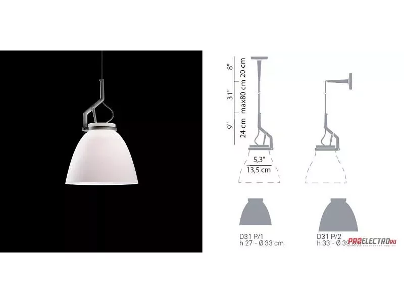 Glassglass D31 P1/2 Pendant light светильник Luceplan, 1x250W Medium base incandescent