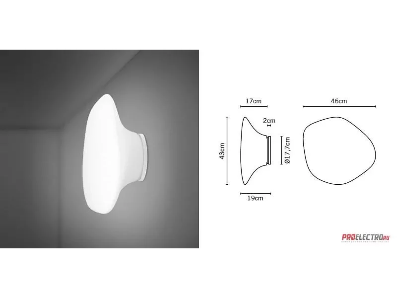 Lumi F07 G19 Mycena Wall/Ceiling Light Fabbian светильник, 1x150W Medium base incandescent