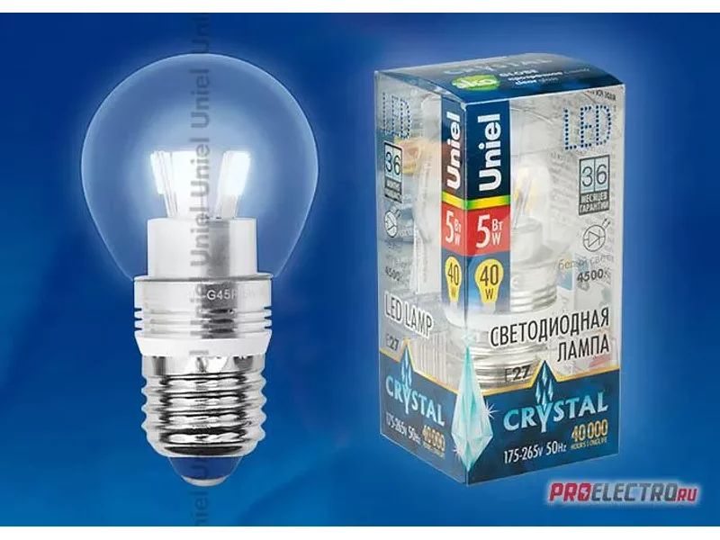 Светодиодная лампа шар для хрустальных люстр E27 5W