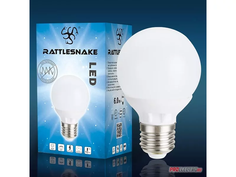 Светодиодная лампа Rattlesnake Globe G60-2835-E27-NW 600Лм 120° белый 4000К