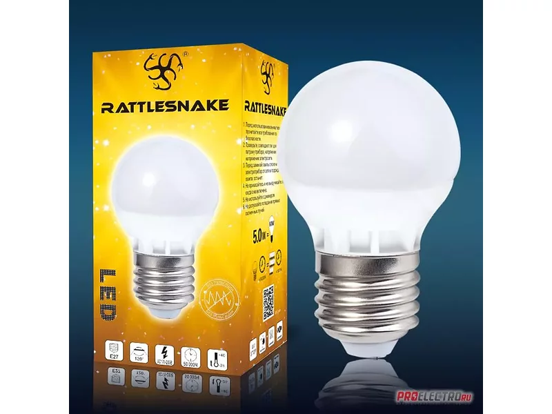Светодиодная лампа Rattlesnake B45-2835-E27-WW 450Лм 120° теплый 3000К