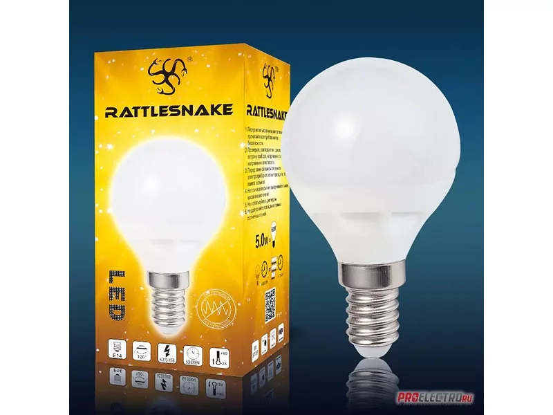 Светодиодная лампа Rattlesnake B45-2835-E14-WW(миньон) 450Лм 120° теплый 3000К