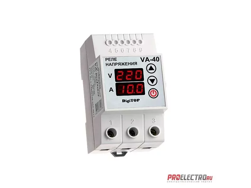 VA-PROTECTOR 40A. РЕЛЕ НАПРЯЖЕНИЯ С КОНТРОЛЕМ ТОКА.