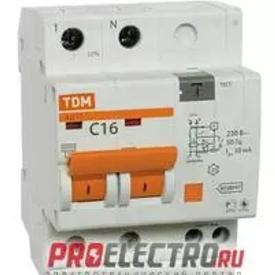 Диф.автомат АД12 2Р 40А  30мА TDM