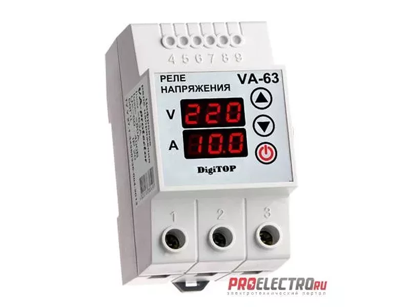 VA-protector 63A. Реле напряжения с контролем тока.