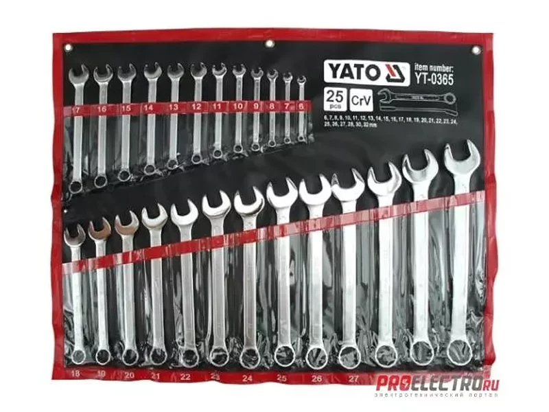 YATO YT-0365. Набор ключей комбинированных 6-32мм 25шт.