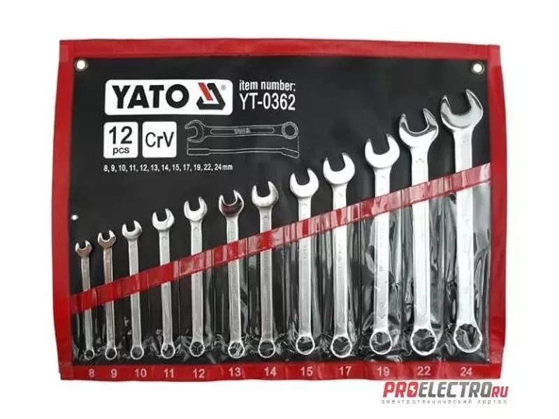 YATO YT-0362. Набор ключей комбинир. 8-24мм 12шт.