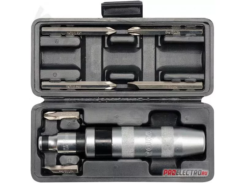 YATO YT-2802. ОТВЁРТКА УДАРНАЯ С БИТАМИ 6 ПРЕДМЕТОВ.