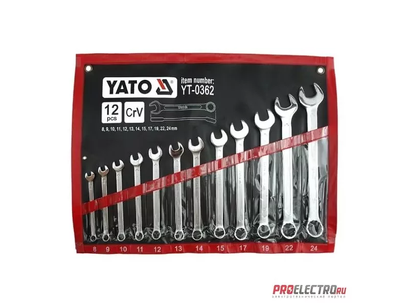YATO YT-0362. НАБОР КЛЮЧЕЙ КОМБИНИРОВАННЫЙ 8-24ММ 12ШТ.