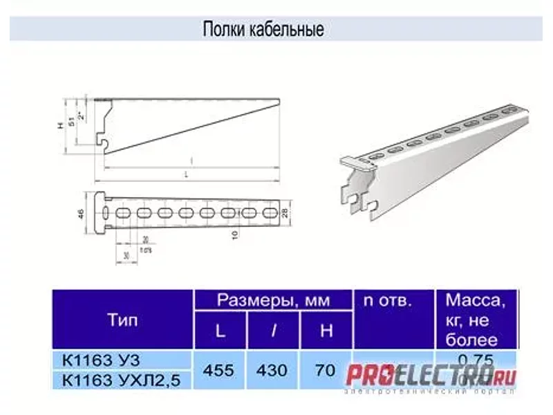 Полка кабельная (Консоль) К-1163