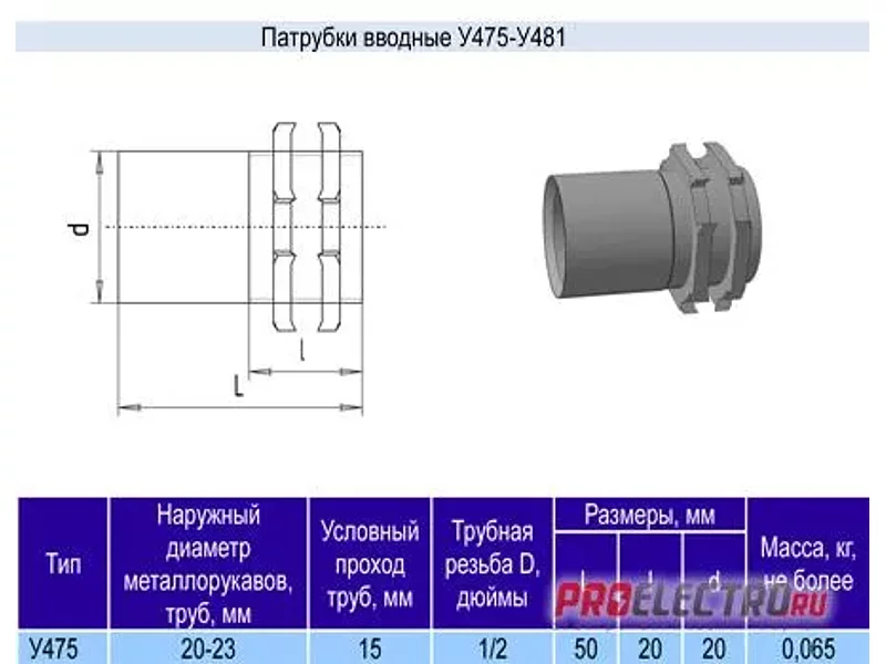 Патрубок вводной У-475