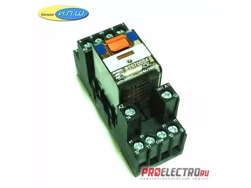 PT570024 реле 6А упр. 24VDC, с розеткой на дин рейку - PT78740