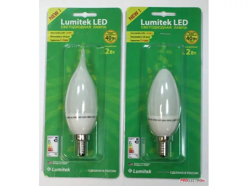 Лампа светодиодная (Lumitek LED) свеча E14 2Вт