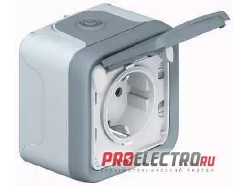 Розетка монтажная накладная Plexo IP55 2К+З 20А 230В,моноблок, Серый | арт 91655
