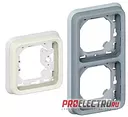 Рамка с суппортом Plexo IP55 2 поста, вертикальная, для встр.монтажа,Сер | 69685