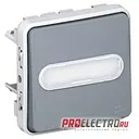 Кнопочный выключатель Plexo IP55 подсветка,НО+НЗ контакт,встр.монтаж,сер | 69824