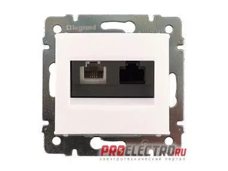 Розетка двойная RJ11+RJ45 UTP кат. 6, без захватов,белая | арт. 770080 | Legrand