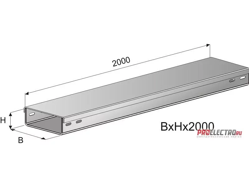 Короб кабельный ГК-400х100х2000мм (осн. 1,0мм цинк) неперфорированный (глухой)