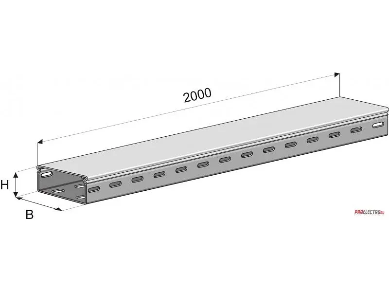 Короб ПК3-300х100х2000мм перфорированный замковый (1,0мм) цинк