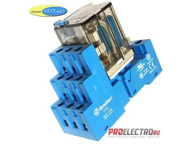 623382300040 реле 16А упр. 220VAC, с розеткой на дин рейку - 9203SMA - finder
