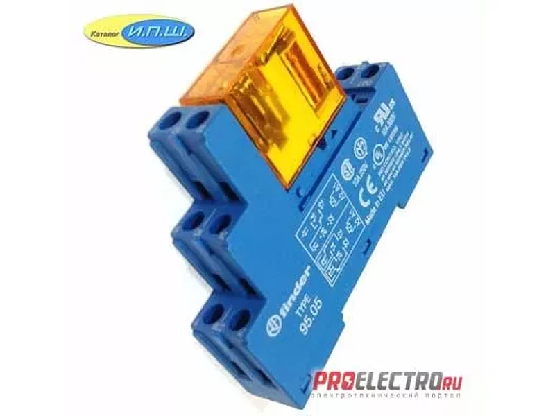 405282300000 реле 8А упр. 220VAC, с розеткой на дин рейку - 9505SMA - finder