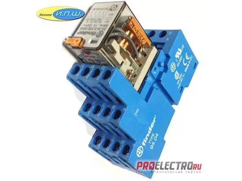 553480240040 реле 7А упр. 24VAC, с розеткой на дин рейку - 9404SMA - finder