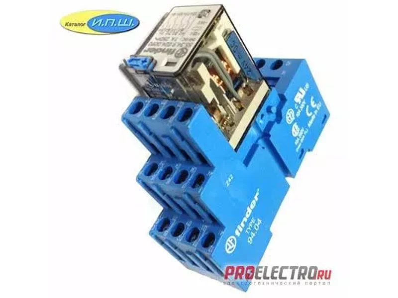 553490240040 реле 7А упр. 24VDC, с розеткой на дин рейку - 9404SMA - finder
