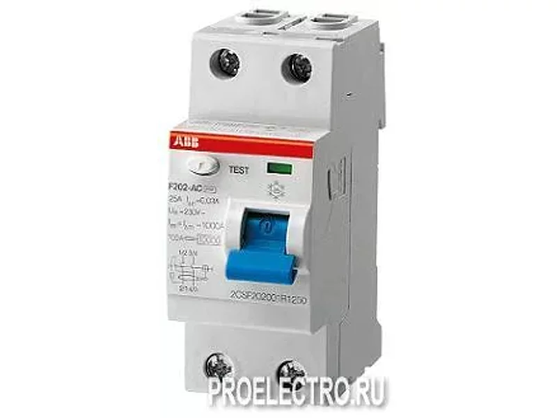 Выключатель дифф.тока УЗО 2-полюсный F202 A-16/0,01 | ELC2CSF202101R0160 | ABB