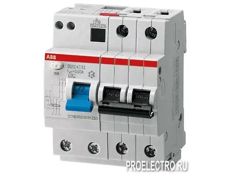 Автоматический выключатель дифф.тока 2п DS202 M A-C16/0,03 | ELC2CSR272101R1164