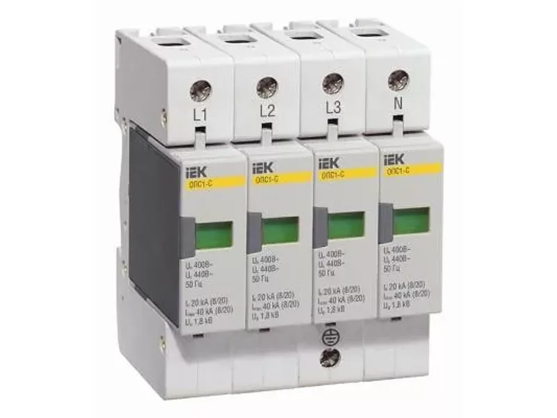 Ограничитель импульсных перенапряж. ОПС1-C 3Р In=20kA Un=400B Im=40kA MOP10-3-C