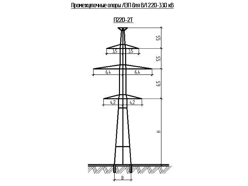 Промежуточные опоры ЛЭП для ВЛ 220-330 кВ