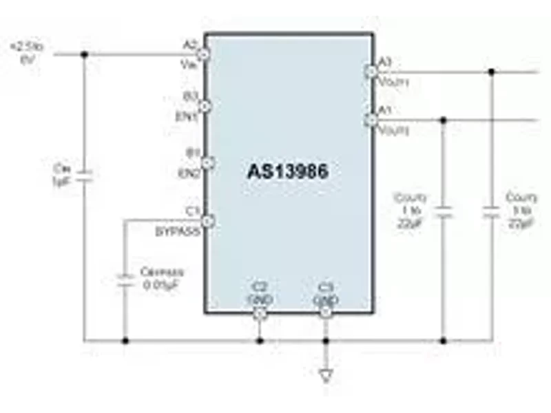 AS13986 2-канальный микромощный малошумящий линейный стабилизатор напряжения