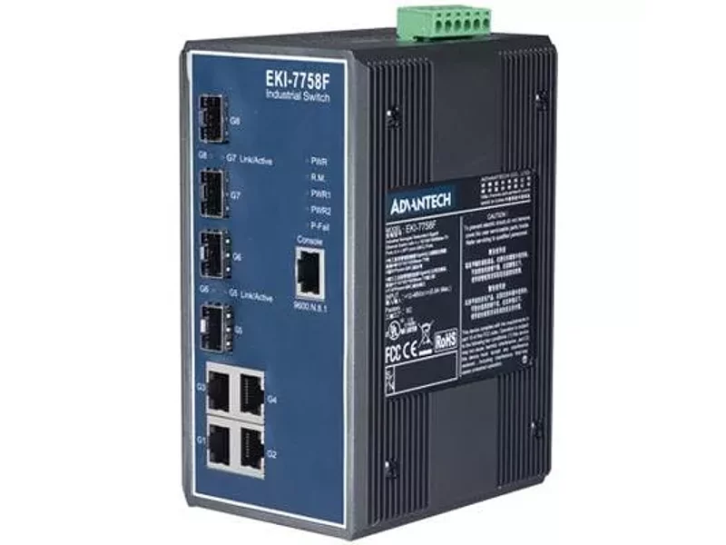 EKI-7758F управляемый отказоустойчивый 8-портовый коммутатор Gigabit Ethernet