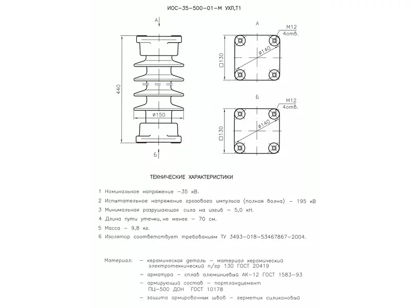 Изоляторы опорные стержневые ИОС-35-500-01 М1