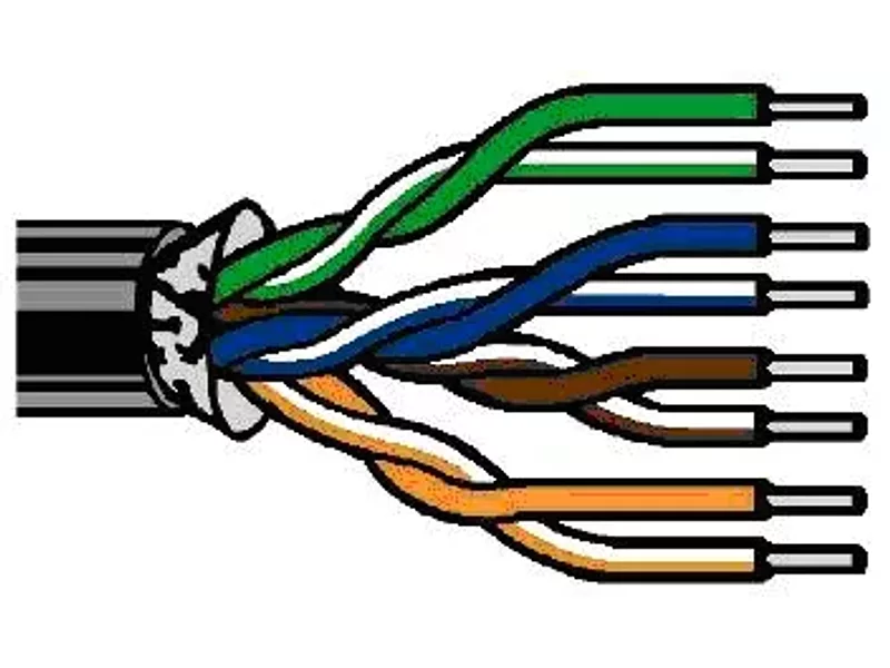 Витая пара экранированный FTP Cat5e, 4пары, 26AWG, PVC, м.ж. (Belden/1868)