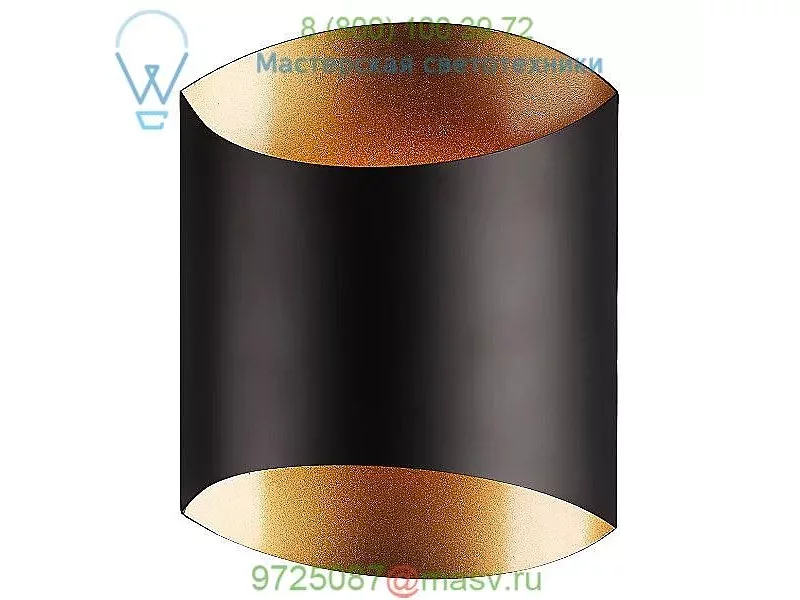 Preston LED Wall Sconce (Flat Black with Gold) - OPEN BOX OB-601471BK-LED Kuzco Lighting, опенбо