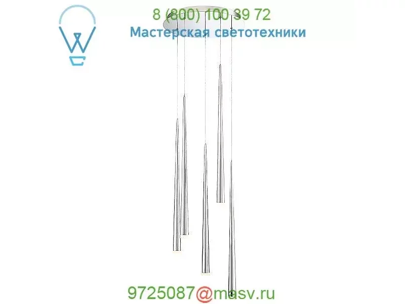 PD-41803R-BK Modern Forms Cascade Etched Glass Round Multi-Light Pendant, светильник