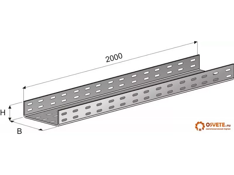 Лоток перфорированный кабельный П-100х50х2000(0.7мм) цинк