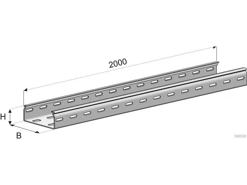 Лоток перфорированный замковый  ПЗ-100х100х2000 (0.7мм) цинк