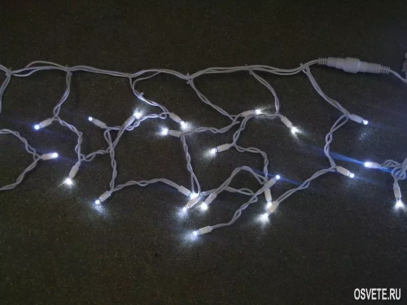 Световые светодиодные гирлянды сосульки бахрома LED IPLR 190B 240V white cable