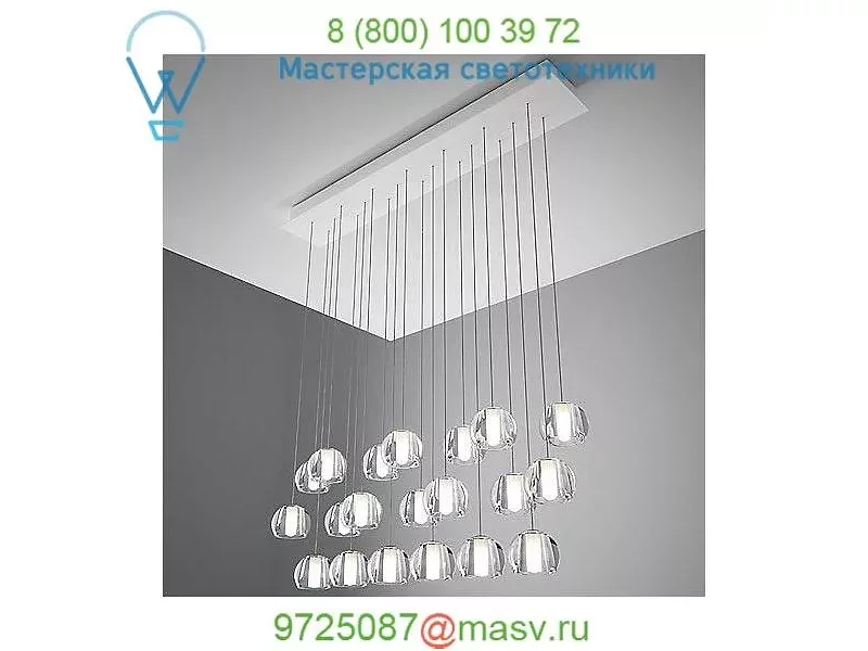 Fabbian Beluga Multispot 20-Light Rectangular Pendant Light, светильник