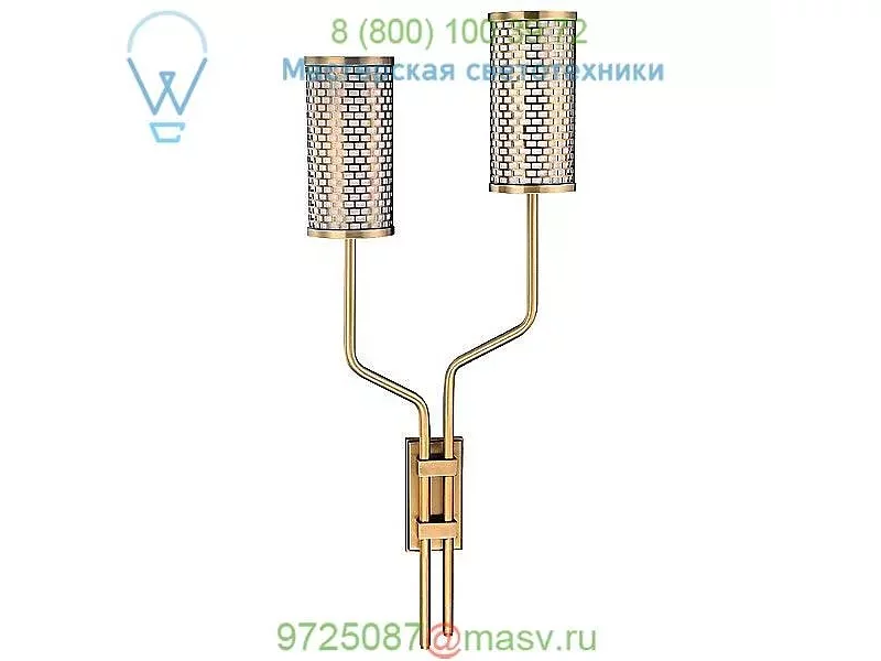 Hugo 2 Light Wall Sconce 3922-AGB Hudson Valley Lighting, настенный светильник бра